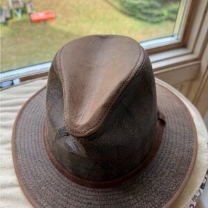 Classic Distressed Brown Leather Indiana Jones Hat
